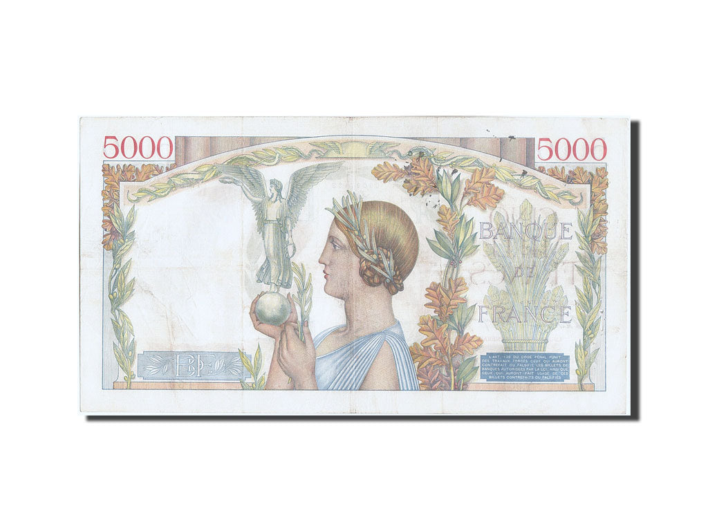 Geldschein, Frankreich, 5000 Francs, 5 000 F 1934-1944 ''Victoire'', 1939