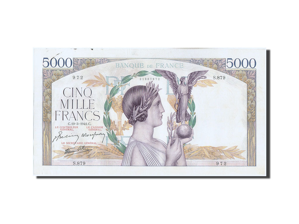 Banconote, Francia, 5000 Francs, 5 000 F 1934-1944 ''Victoire'', 1942