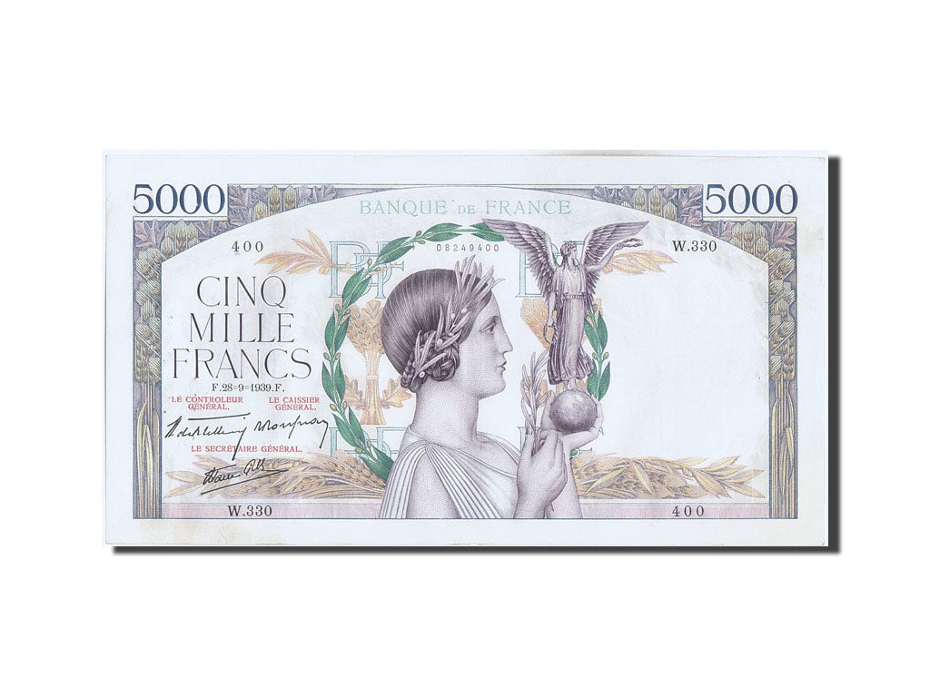 Billet, France, 5000 Francs, 5 000 F 1934-1944 ''Victoire'', 1939, 1939-09-28