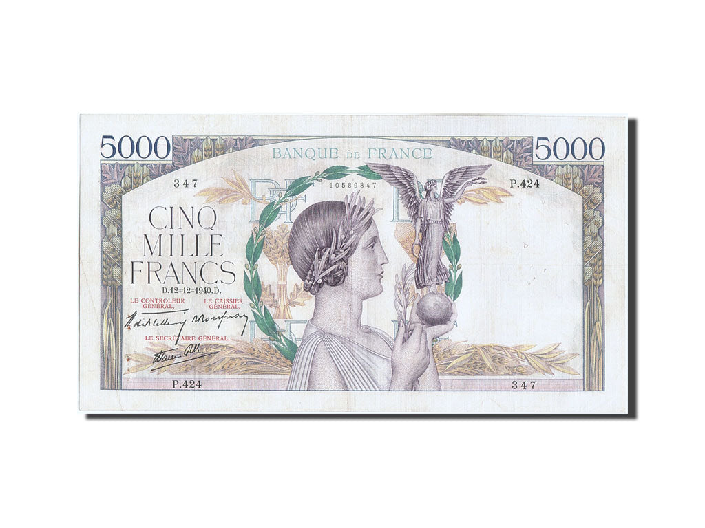 Billete, Francia, 5000 Francs, 5 000 F 1934-1944 ''Victoire'', 1940, 1940-12-12