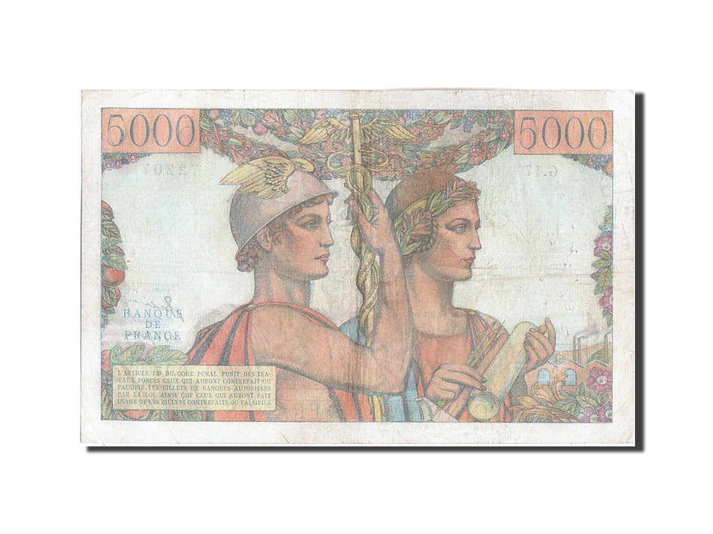 France, 5000 Francs, 5 000 F 1949-1957 ''Terre et Mer'', 1949, KM #131a,...