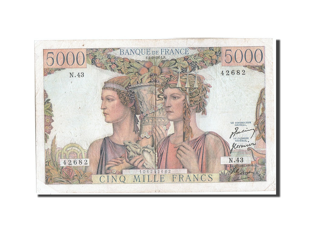Banknote, France, 5000 Francs, 5 000 F 1949-1957 ''Terre et Mer'', 1951
