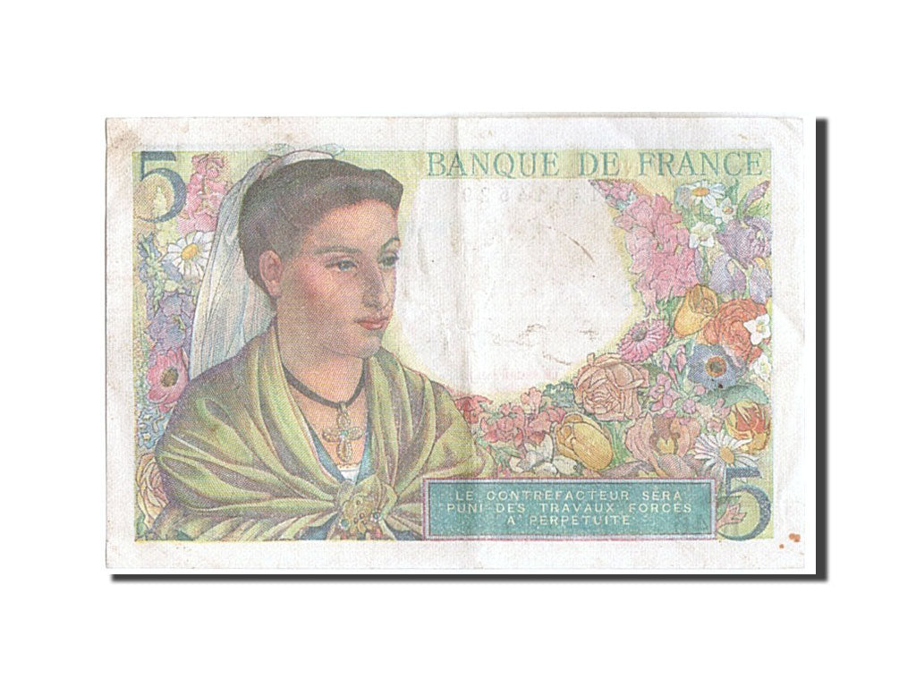 France, 5 Francs, 5 F 1943-1947 ''Berger'', 1943, KM #98a, 1943-07-22,...