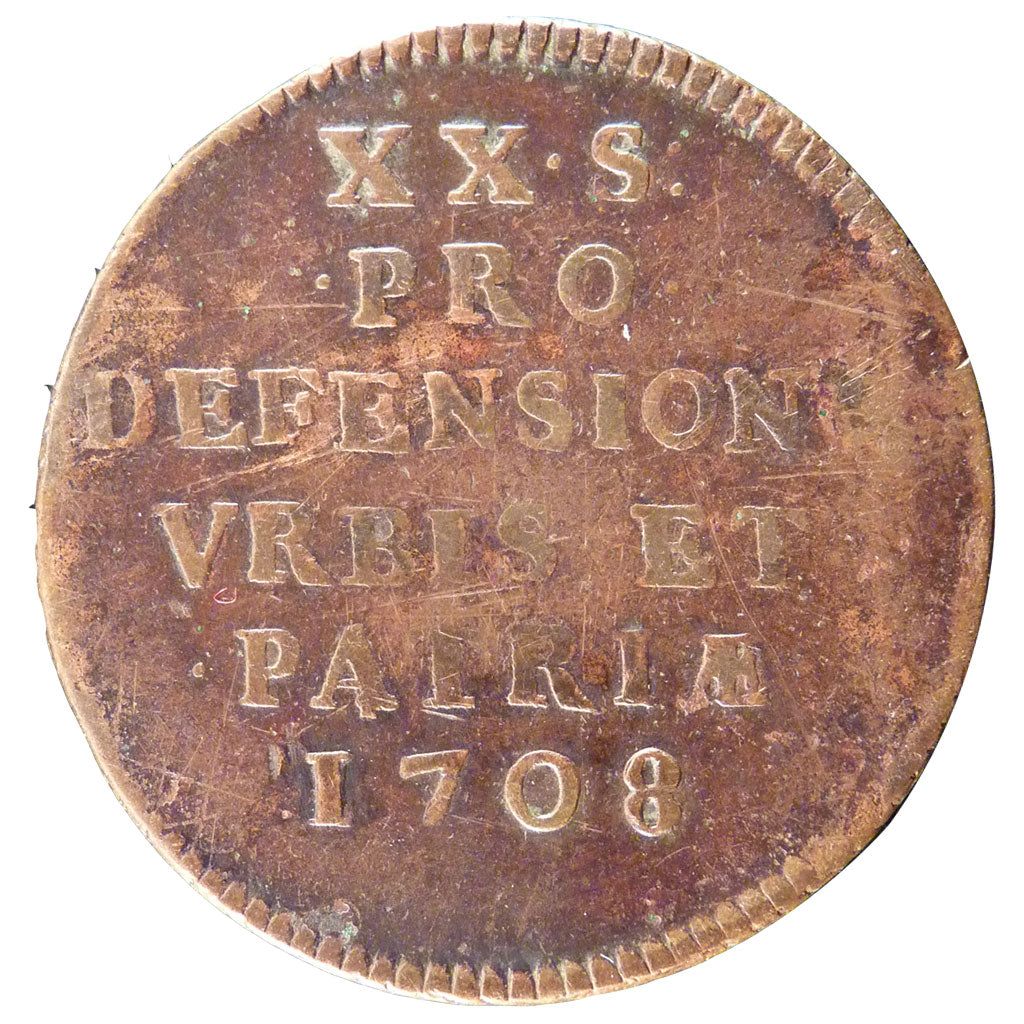 Francia, XX Sols, 1708, MB+, Rame, Boudeau:2313