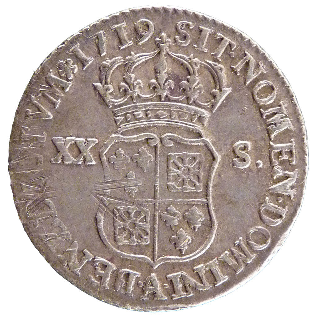 Francia, Louis XV, 1/6 Écu (XX – S) de France-Navarre, 20 Sols, 1/6 ECU, 1...