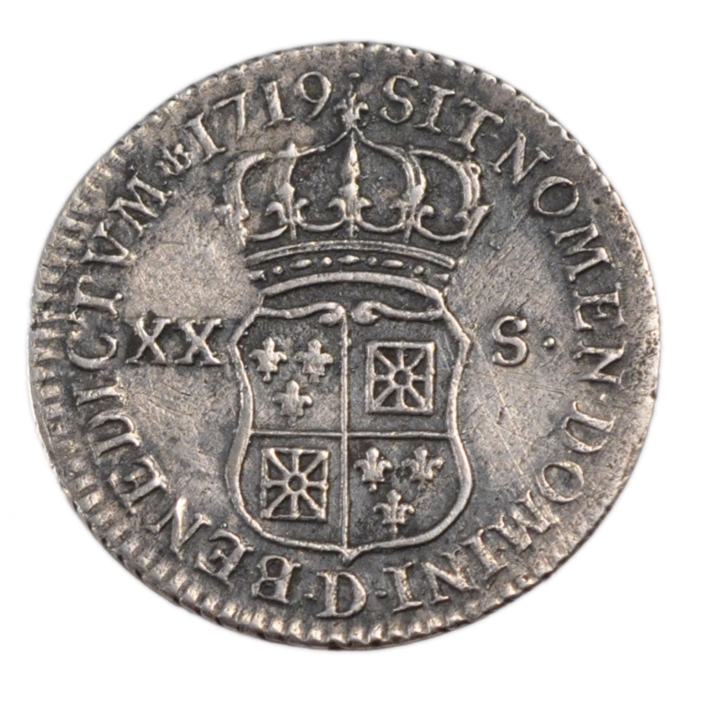 Francia, Louis XV, 1/6 Écu (XX – S) de France-Navarre, 20 Sols, 1/6 ECU, 1...