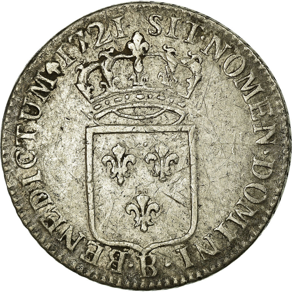 France, Louis XV, 1/3 écu de France, 1721, Rouen, Flan neuf, Silver, EF(40-45)
