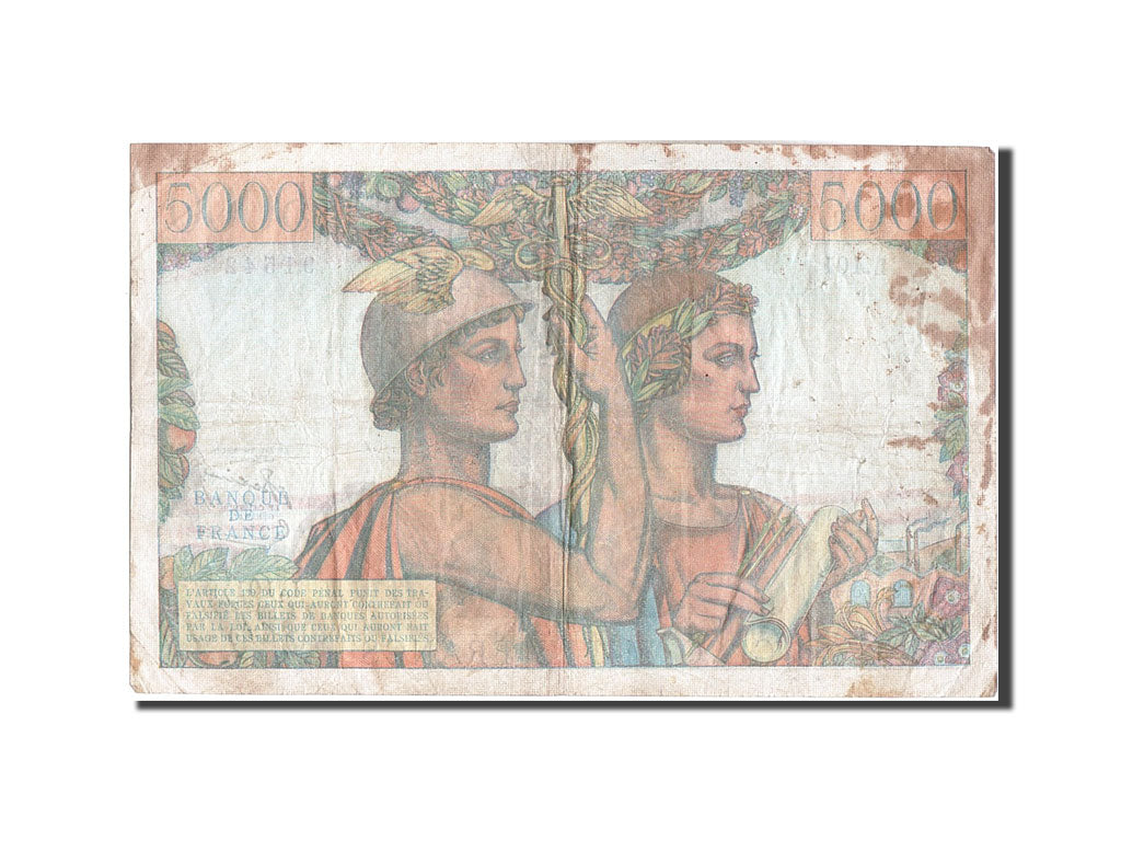 France, 5000 Francs, 5 000 F 1949-1957 ''Terre et Mer'', 1952, KM #131c,...