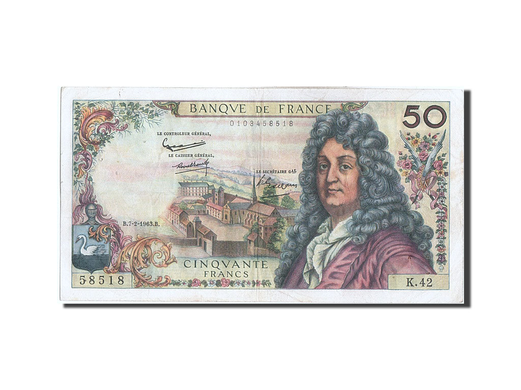 Francia, 50 Francs, 50 F 1962-1976 ''Racine'', 1963, KM:148a, 1963-02-07, BB,...