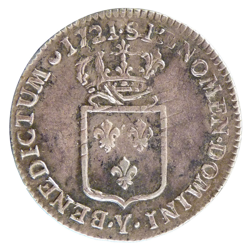 FRANCE, 1/3 Écu de France, 1/3 ECU, 1721, Bourges, KM #457.24, EF(40-45), ...