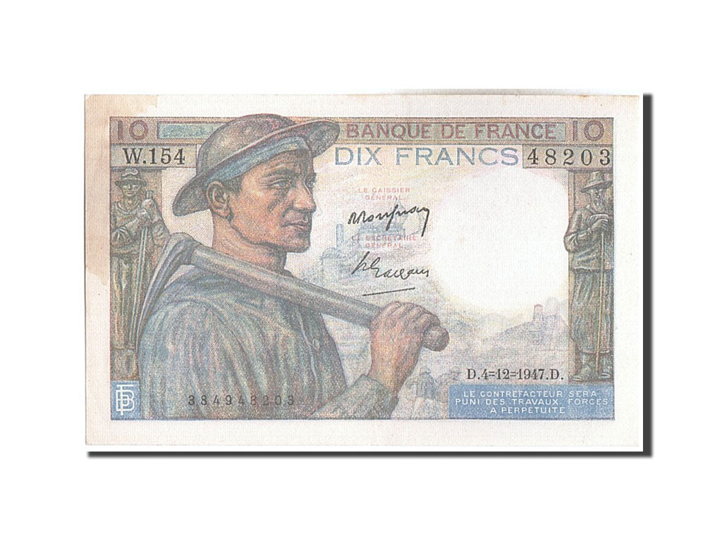 France, 10 Francs, 10 F 1941-1949 ''Mineur'', 1947, KM #99e, 1947-12-04,...