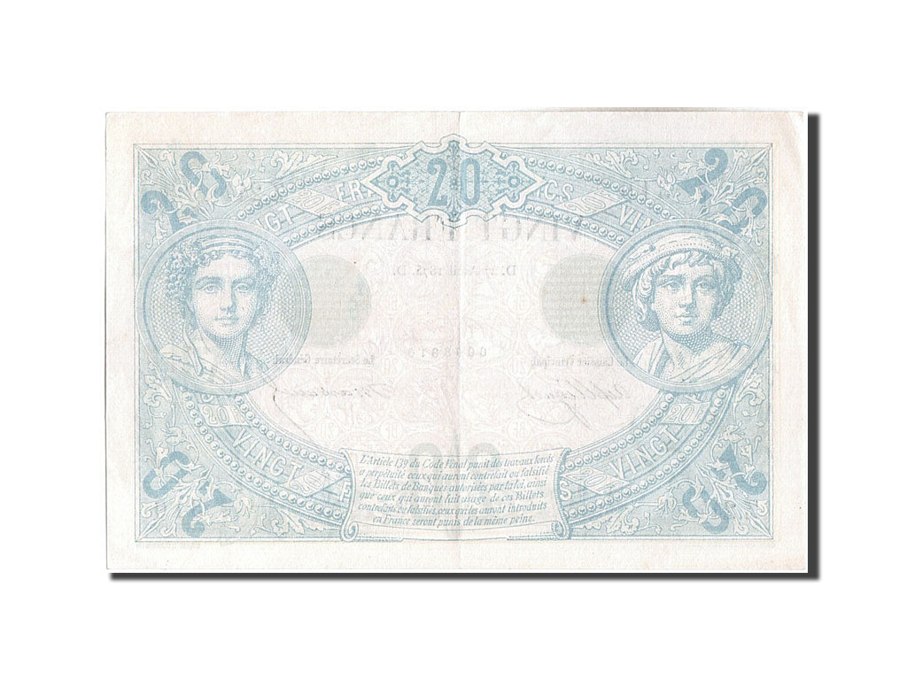 Banknote, France, 20 Francs, 20 F 1874-1905 ''Noir'', 1875, 1875-04-27