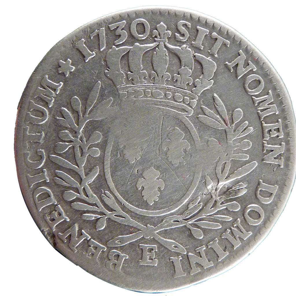 FRANCE, 1/2 Écu aux branches d'olivier, 1/2 Ecu, 1730, Tours, VG(8-10), Silver, 