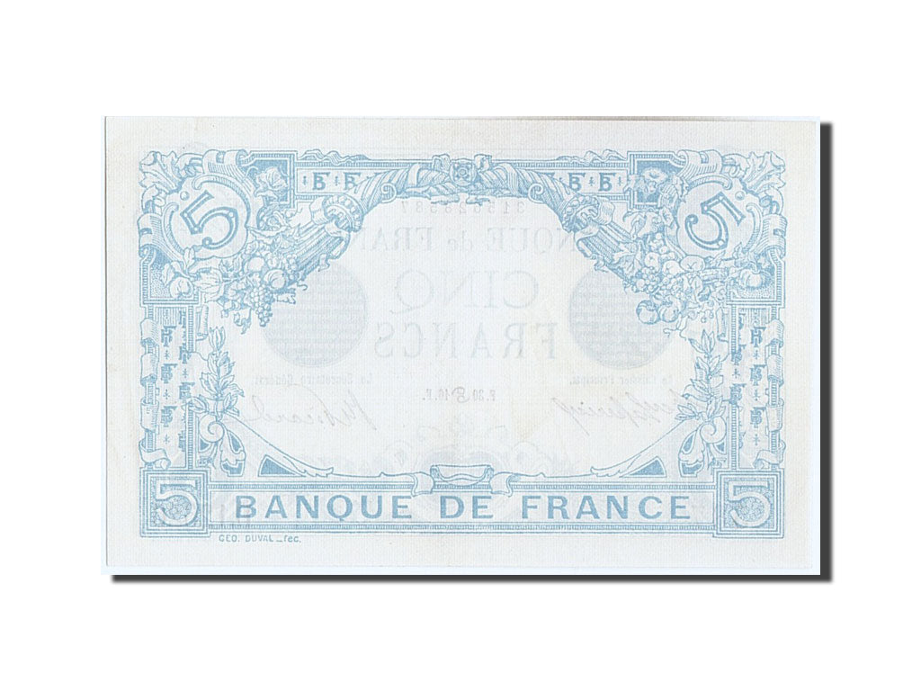 Banconote, Francia, 5 Francs, 5 F 1912-1917 ''Bleu'', 1916, 1916-06-30, FDS