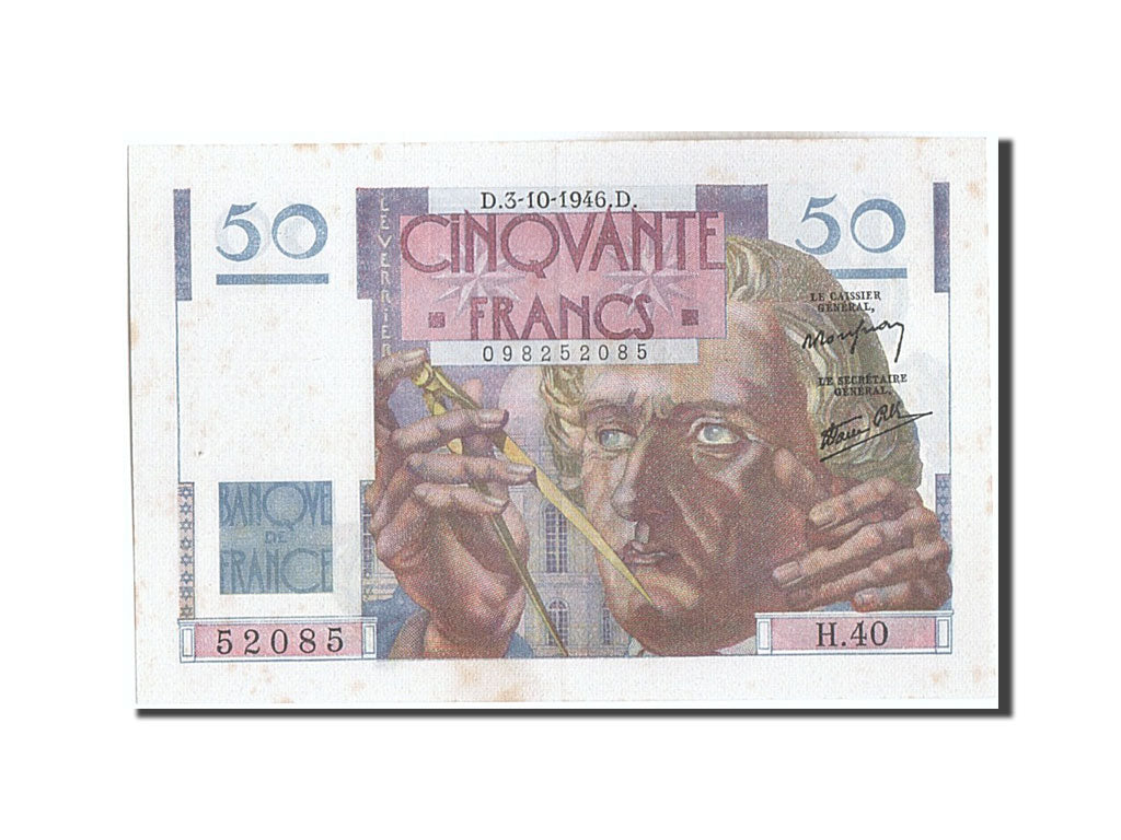 France, 50 Francs, 50 F 1946-1951 ''Le Verrier'', 1946, KM #127a, 1946-10-03,...