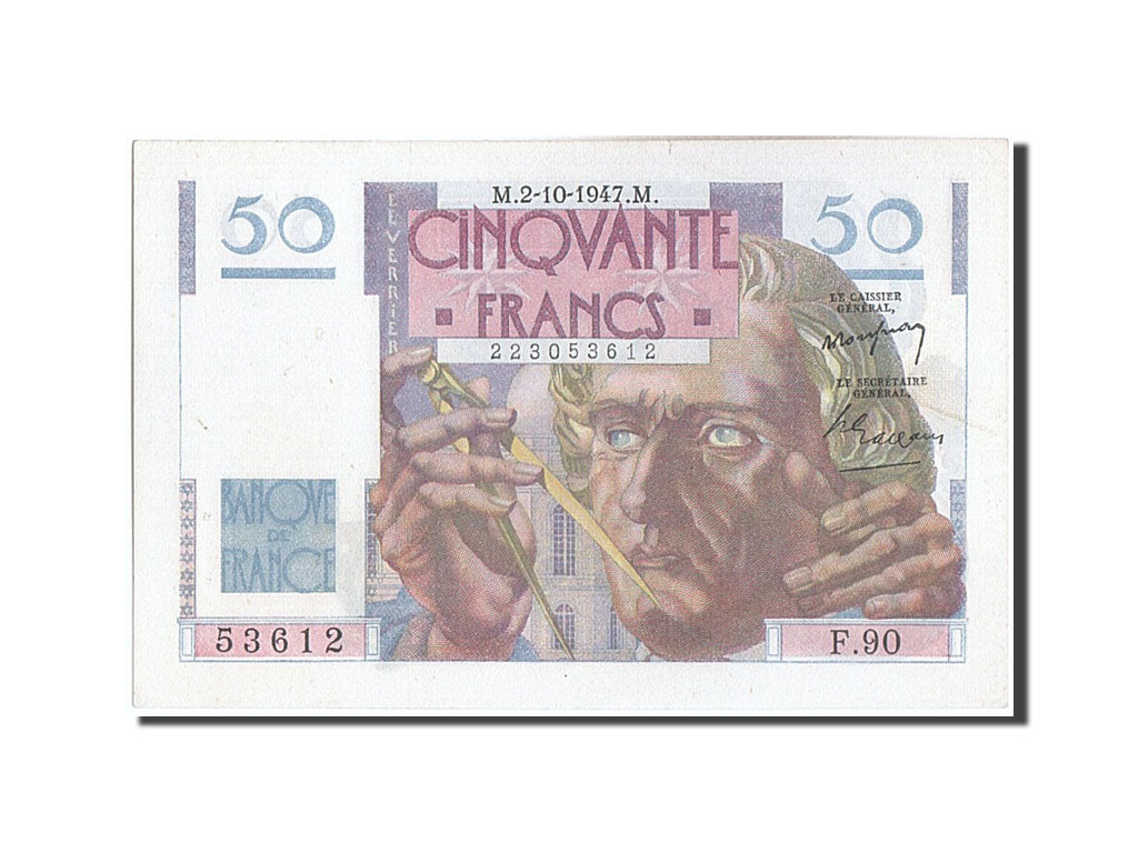 Banknote, France, 50 Francs, 50 F 1946-1951 ''Le Verrier'', 1947, 1947-10-02