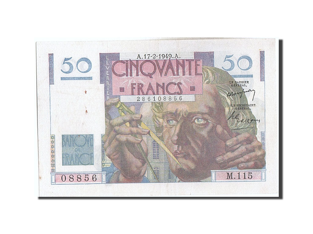 Banknote, France, 50 Francs, 50 F 1946-1951 ''Le Verrier'', 1940, 1949-02-17