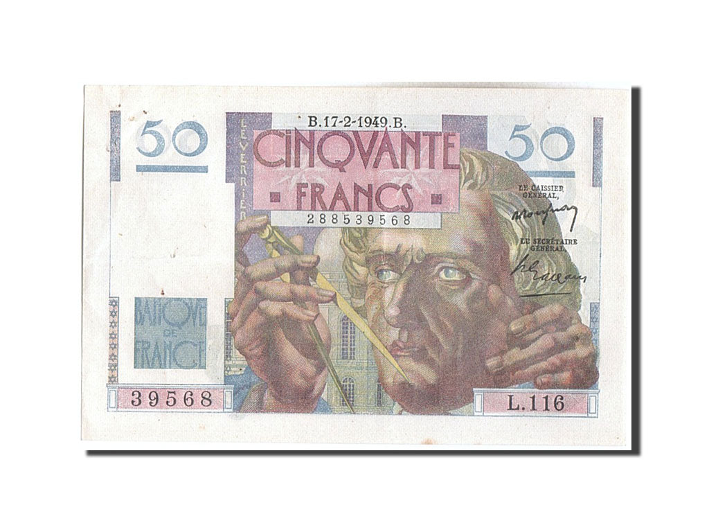 France, 50 Francs, 50 F 1946-1951 ''Le Verrier'', 1949, KM #127b, 1949-02-17,...