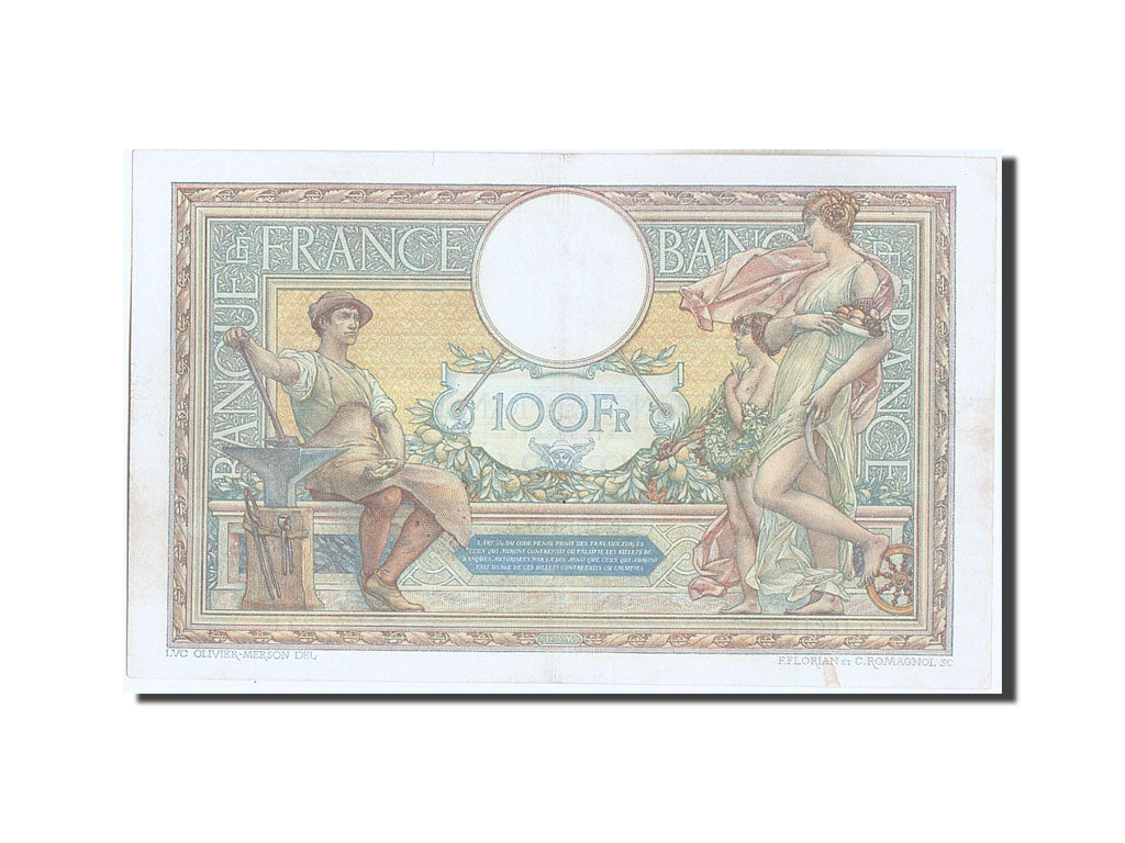 Banknote, France, 100 Francs, 100 F 1908-1939 ''Luc Olivier Merson'', 1927