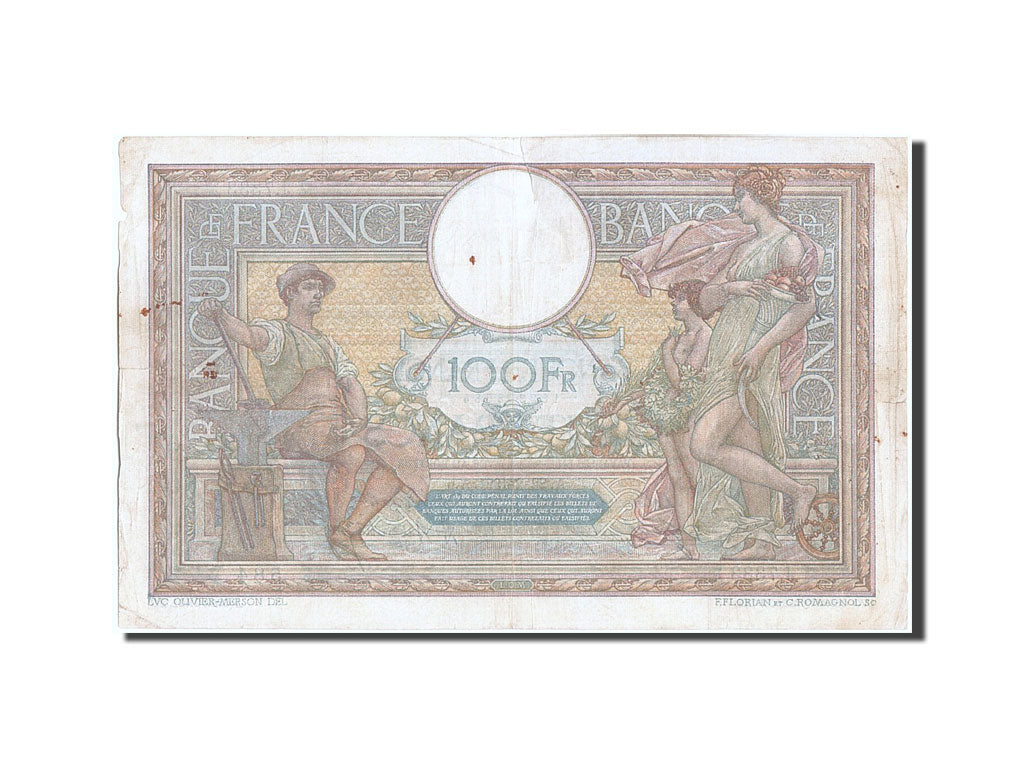 Banknote, France, 100 Francs, 100 F 1908-1939 ''Luc Olivier Merson'', 1921
