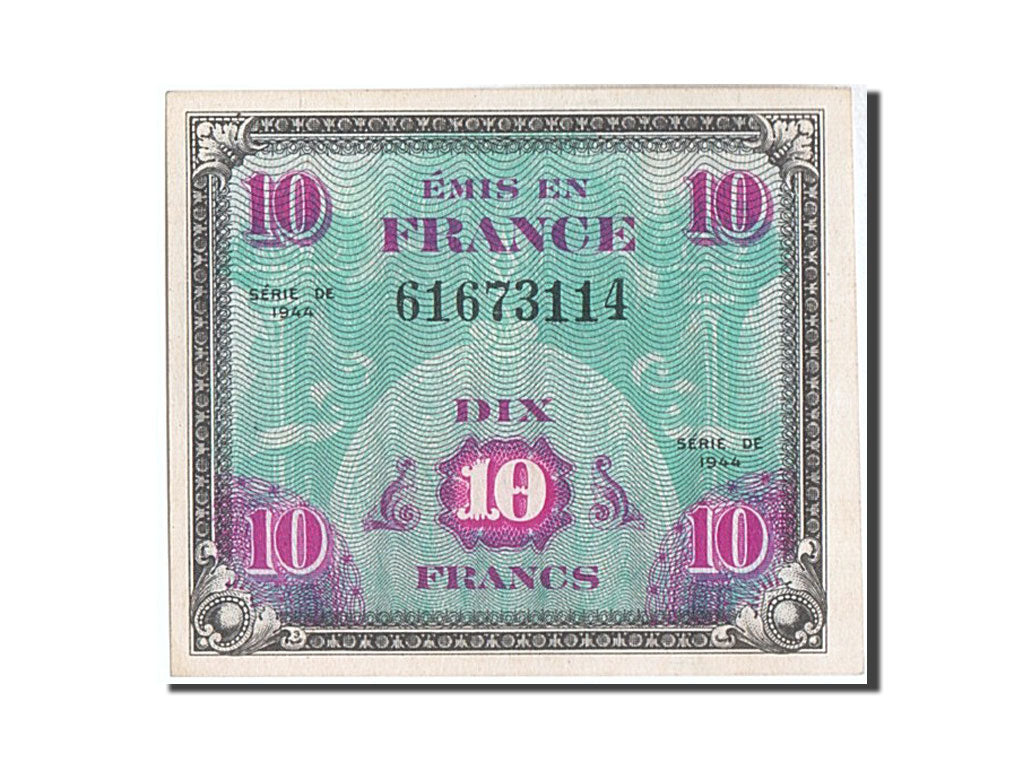 Billet, France, 10 Francs, 1944 Flag/France, 1944, SPL, Fayette:VF18.1, KM:116a