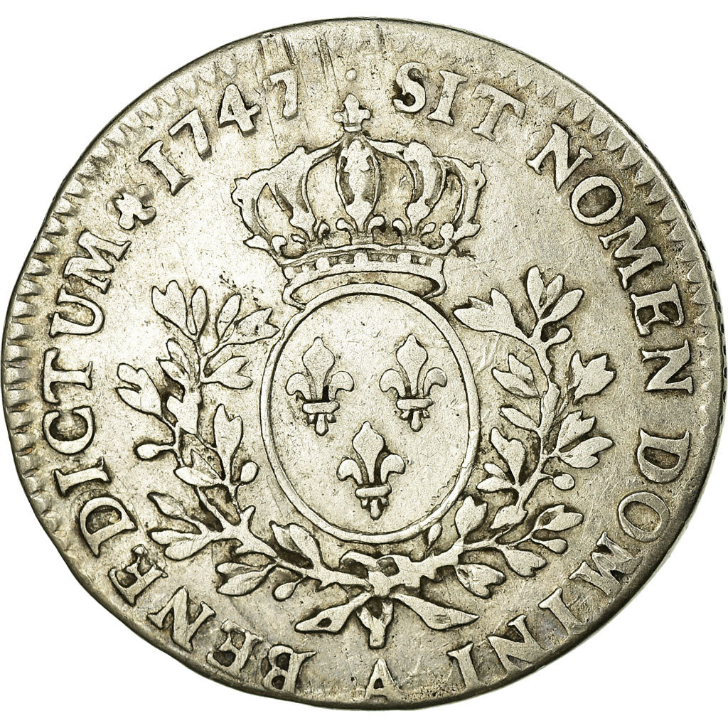 Moneta, Francja, 1/5 Ecu, 1747, Paris, VF(20-25), Srebro, Gadoury:299