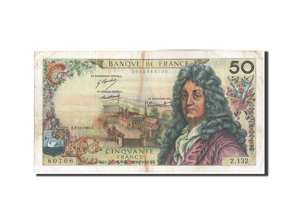 Francia, 50 Francs, 50 F 1962-1976 ''Racine'', 1968, KM:148c, 1968-10-03, MB,...