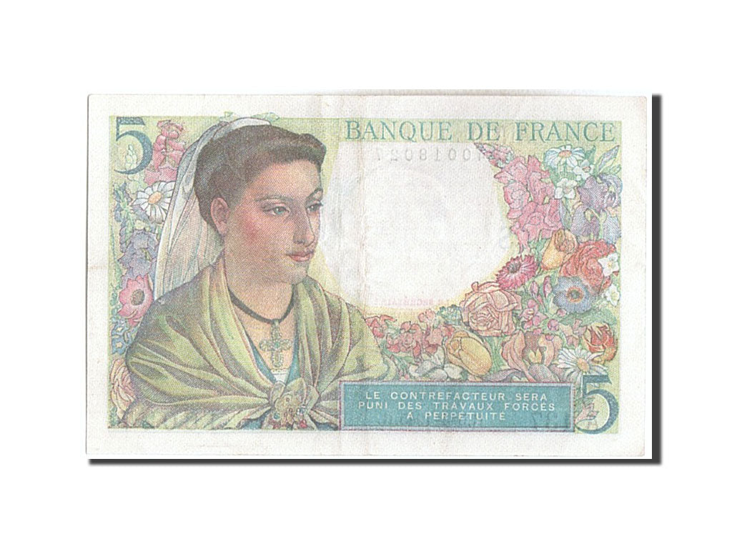 Banknote, France, 5 Francs, 5 F 1943-1947 ''Berger'', 1945, 1945-04-05