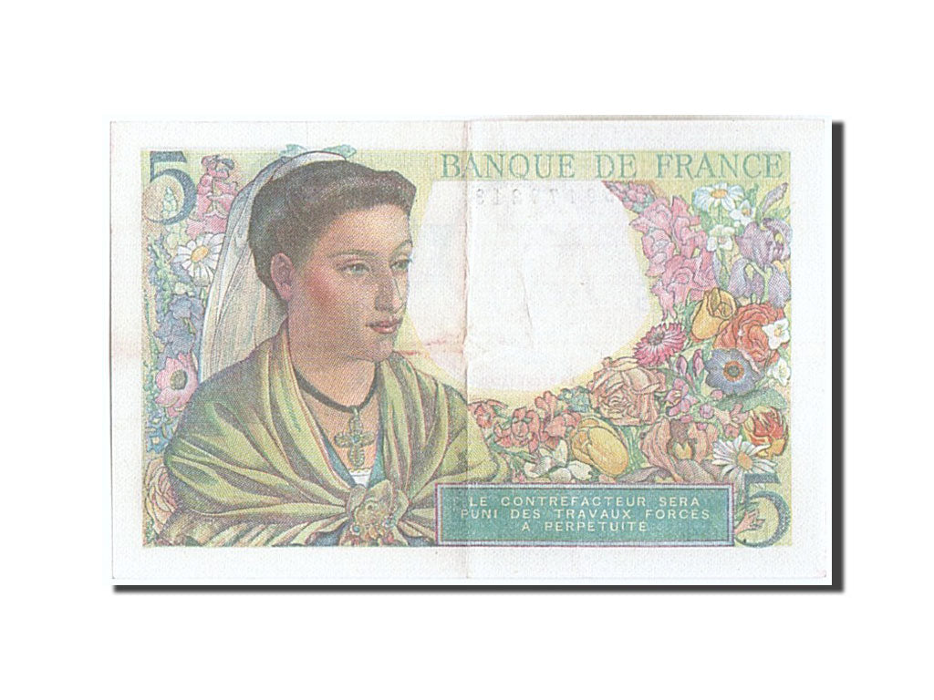 Banknote, France, 5 Francs, 5 F 1943-1947 ''Berger'', 1945, 1945-04-05