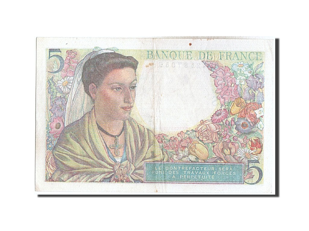 Banknote, France, 5 Francs, 5 F 1943-1947 ''Berger'', 1945, 1945-04-05