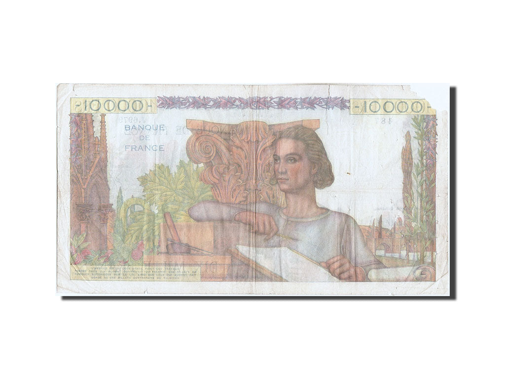 France, 10,000 Francs, 10 000 F 1945-1956 ''Génie Français'', 1954, KM #132d, 19