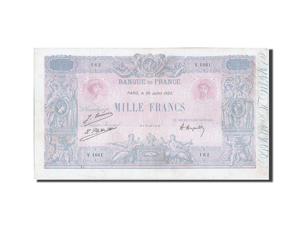 Banknote, France, 1000 Francs, 1 000 F 1889-1926 ''Bleu et Rose'', 1923