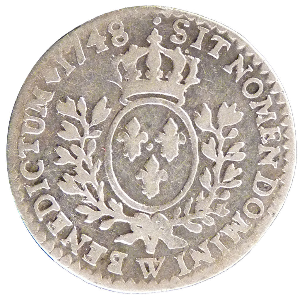 FRANCE, 1/20 Écu au bandeau (6 sols), 1/20 Ecu, 1748, Lille, VF(20-25), Silver, 