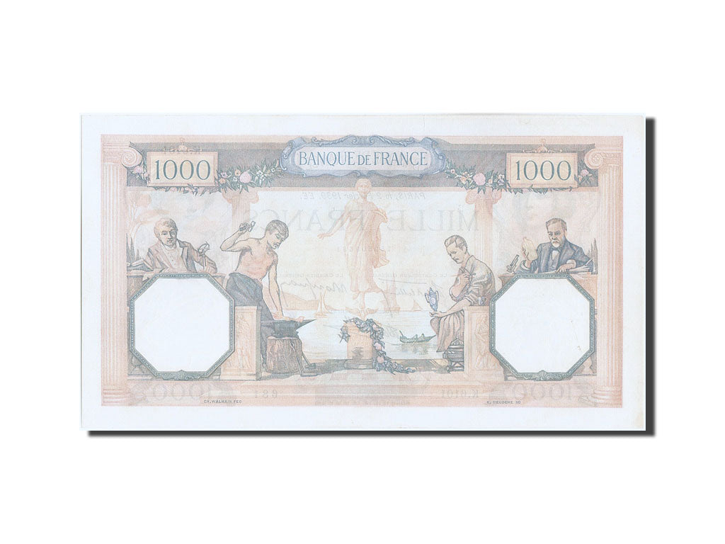 Banknote, France, 1000 Francs, 1 000 F 1927-1940 ''Cérès et Mercure'', 1939