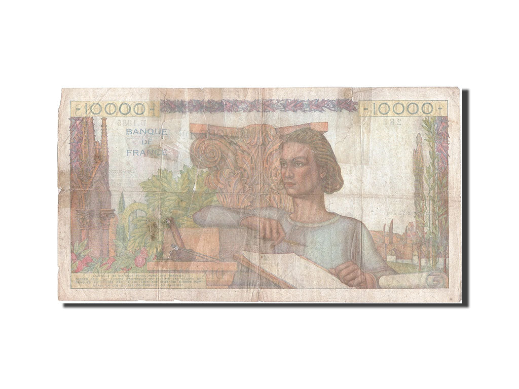 France, 10,000 Francs, 10 000 F 1945-1956 ''Génie Français'', 1951, KM #132d, VG