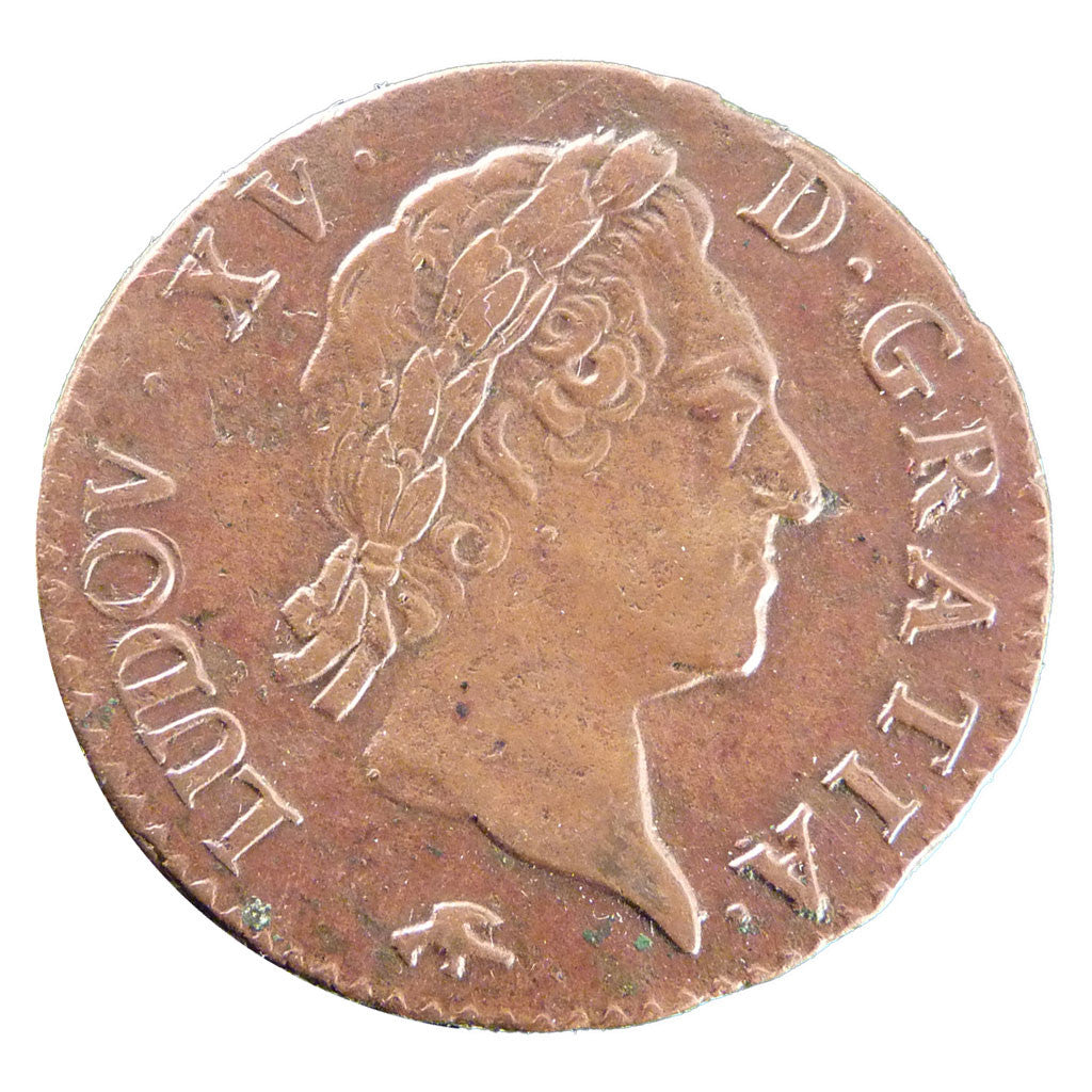 Moneda, Francia, Louis XV, Demi sol à la vieille tête, 1/2 Sol, 1771, Lyon