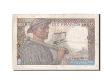 Francia, 10 Francs, 10 F 1941-1949 ''Mineur'', 1942, KM:99c, 1942-06-11, MB+