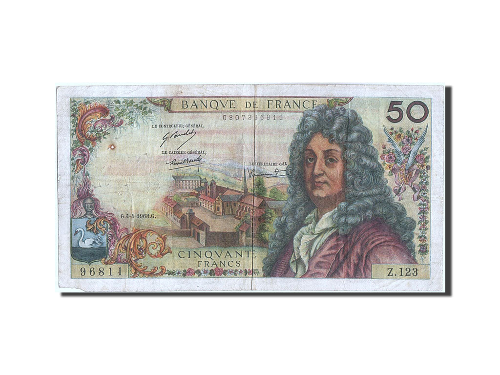 Francia, 50 Francs, 50 F 1962-1976 ''Racine'', 1968, KM:148c, 1968-04-04, MB,...