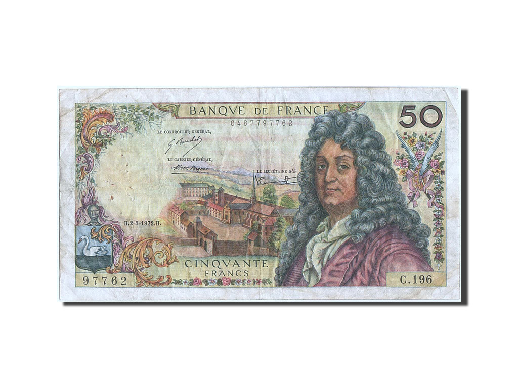 FRANCE, 50 Francs, 50 F 1962-1976 ''Racine'', 1972, KM:148d, 1972-03-02, VF(2...