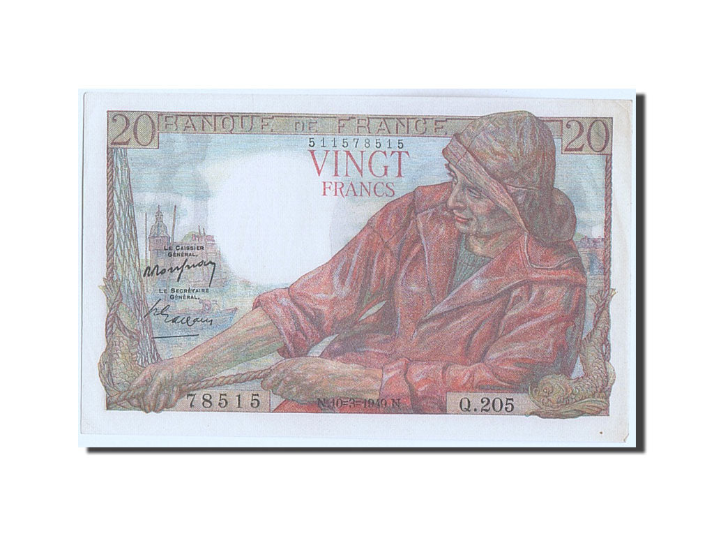 Banknote, France, 20 Francs, 20 F 1942-1950 ''Pêcheur'', 1949, 1949-03-10