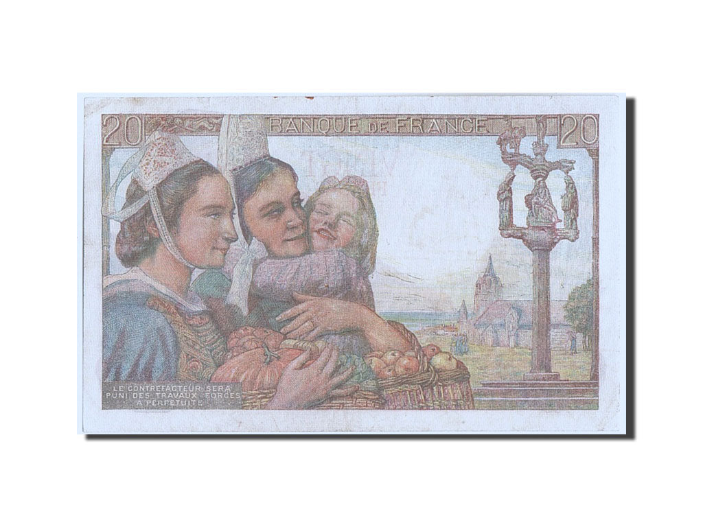 FRANCE, 20 Francs, 20 F 1942-1950 ''Pêcheur'', 1945, KM:100b, 1945-07-05, TT...