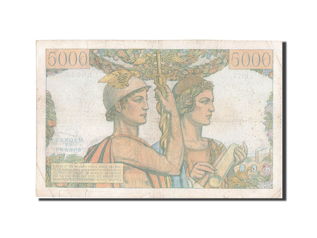 FRANCE, 5000 Francs, 5 000 F 1949-1957 ''Terre et Mer'', 1951, KM:131c, 1951-...