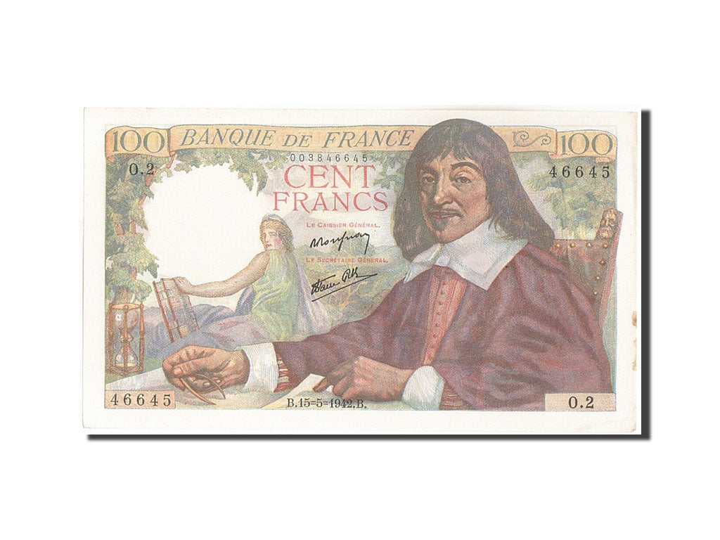 FRANCE, 100 Francs, 100 F 1942-1944 ''Descartes'', 1942, KM:101a, 1942-05-15,...