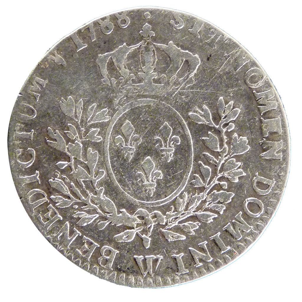 FRANCE, 1/5 Écu, 1/5 Ecu, 1788, Lille, VF(20-25), Silver, Gadoury #354, 5.70