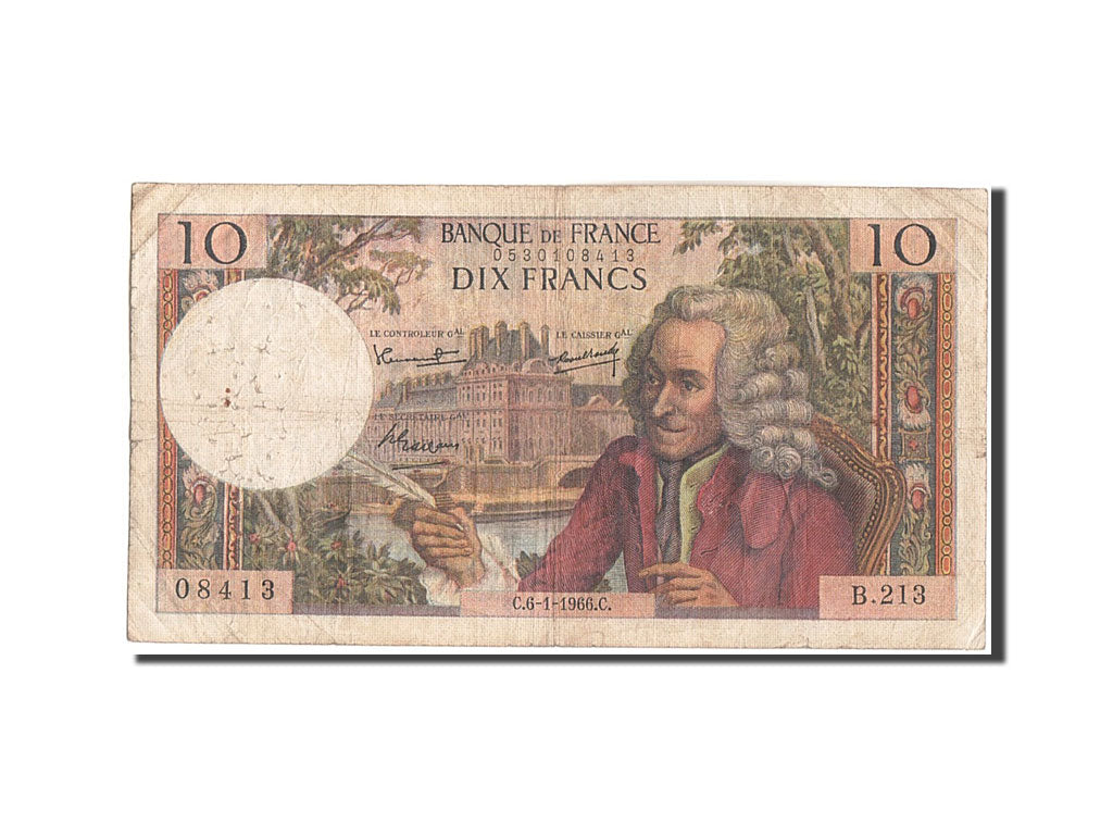 Banknote, France, 10 Francs, 10 F 1963-1973 ''Voltaire'', 1966, 1966-01-06