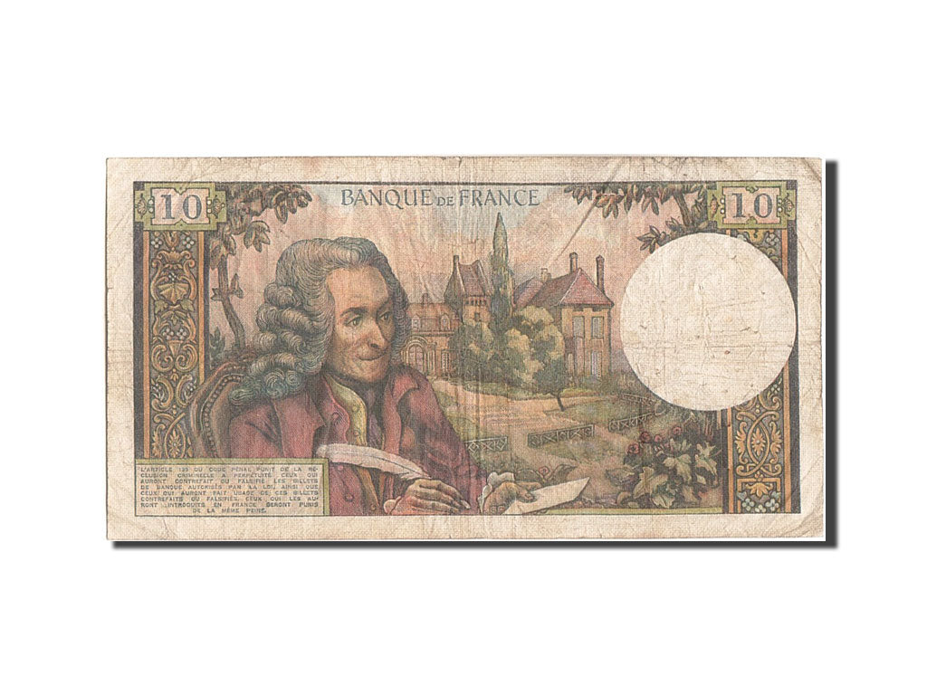 FRANCE, 10 Francs, 10 F 1963-1973 ''Voltaire'', 1967, KM:147c, 1967-12-07, VF...