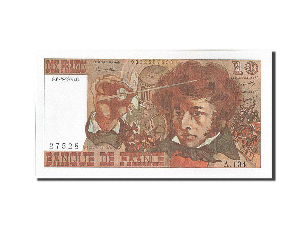 FRANCE, 10 Francs, 10 F 1972-1978 ''Berlioz'', 1975, KM:150b, 1975-02-06, UNC...