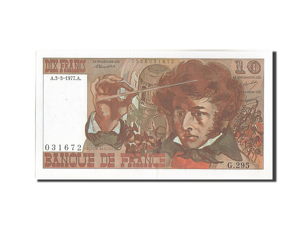 FRANCE, 10 Francs, 10 F 1972-1978 ''Berlioz'', 1977, KM:150c, 1977-03-03, UNC...