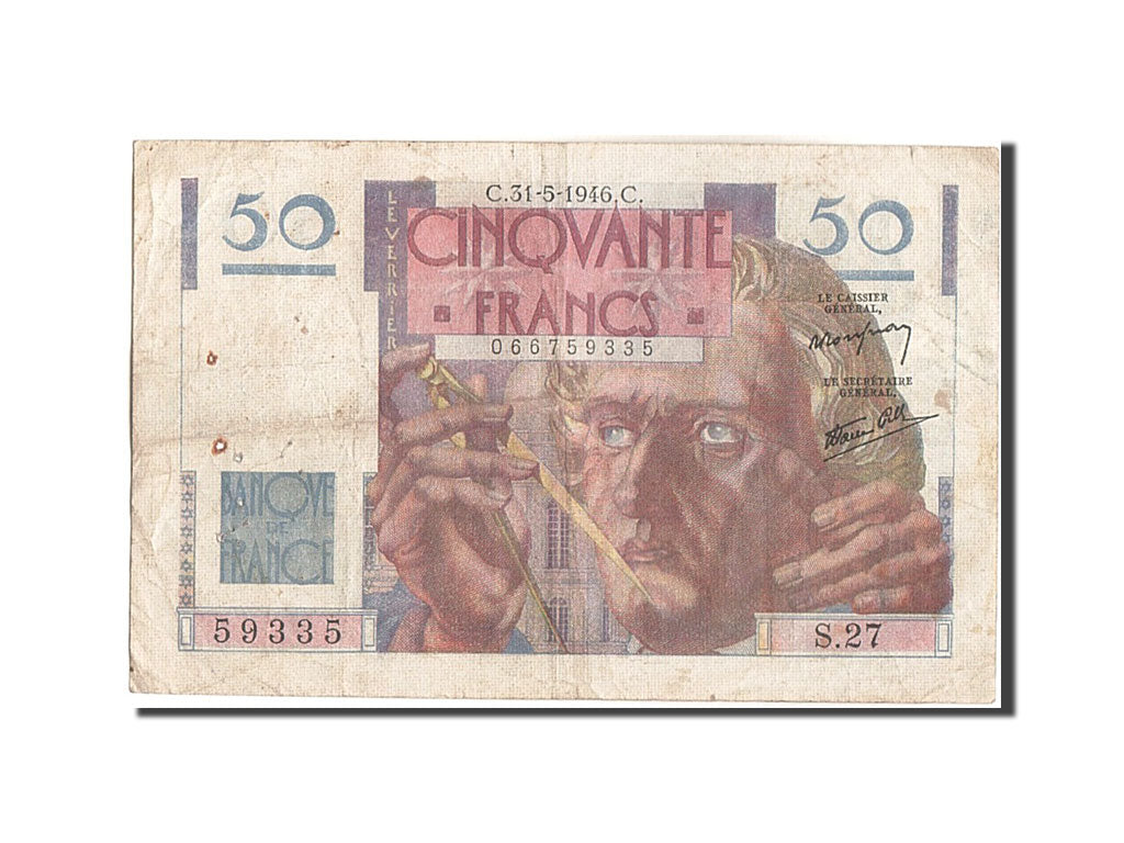 Banconote, Francia, 50 Francs, 50 F 1946-1951 ''Le Verrier'', 1946, 1946-05-31