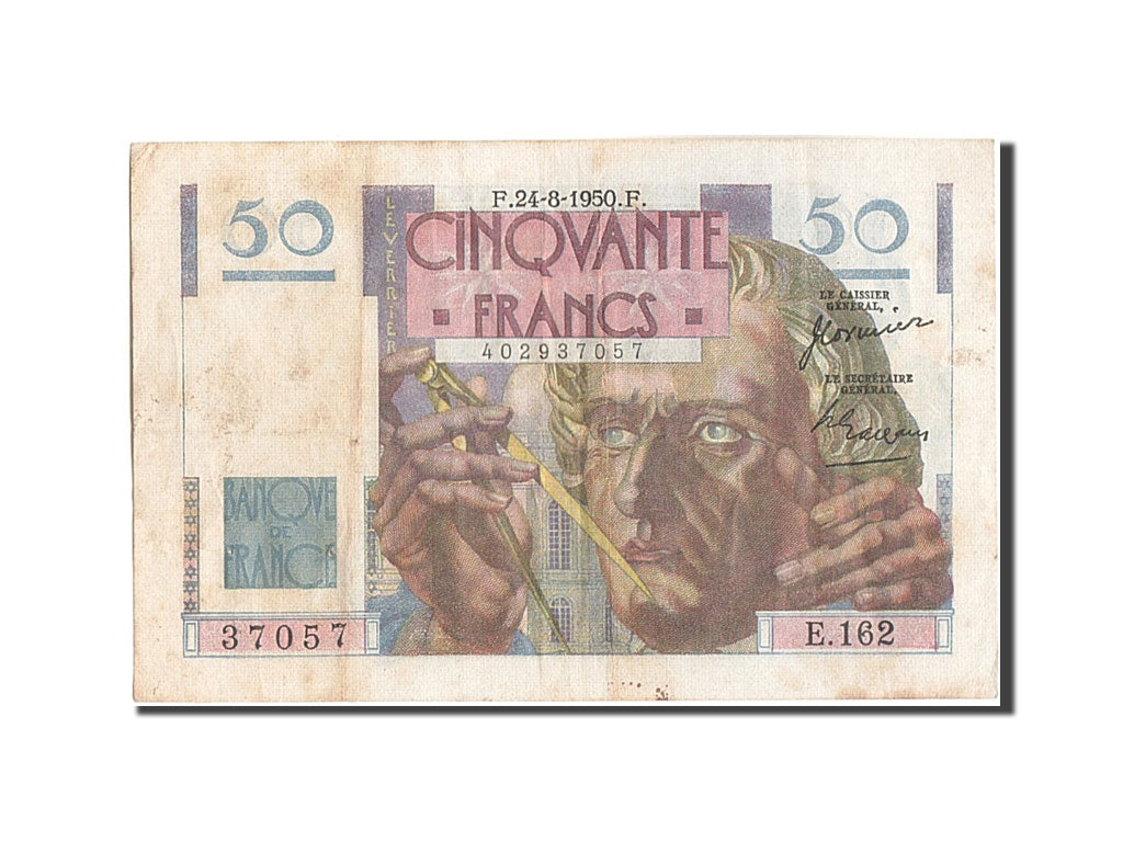 Banknote, France, 50 Francs, 50 F 1946-1951 ''Le Verrier'', 1950, 1950-08-24